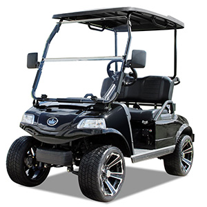 A black golf cart 